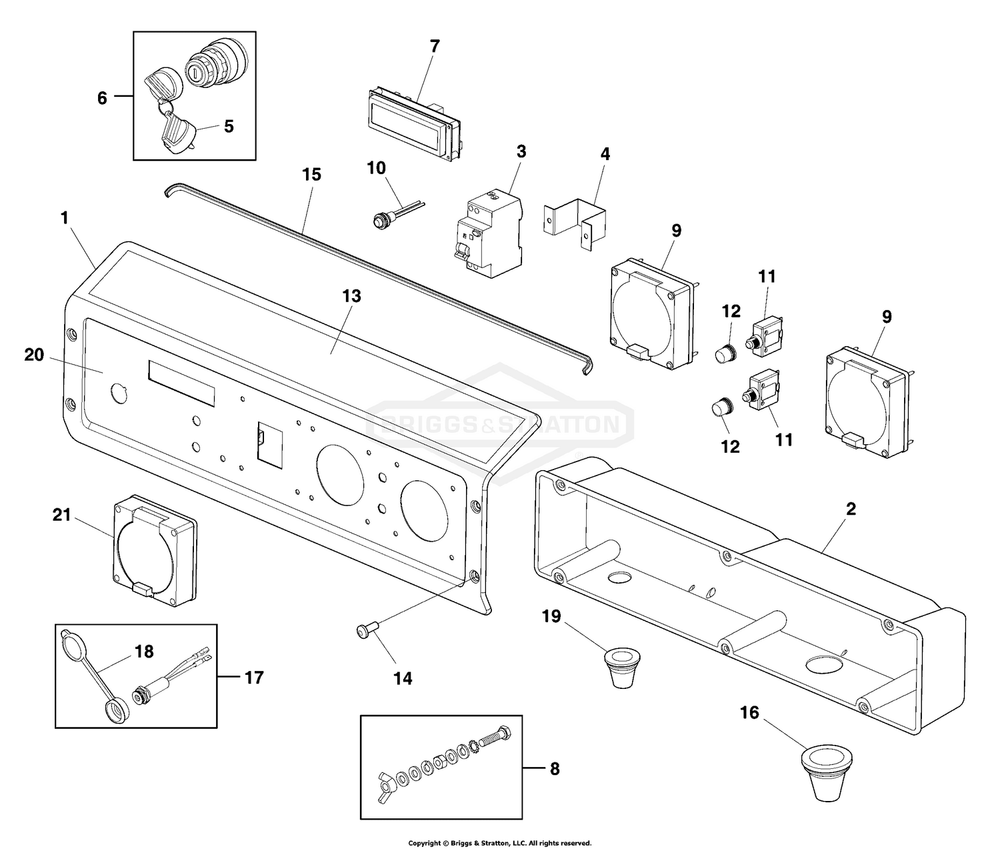 Control Panel (80025240) Diagram and Parts List for 030724-01  Briggs and Stratton Generator
